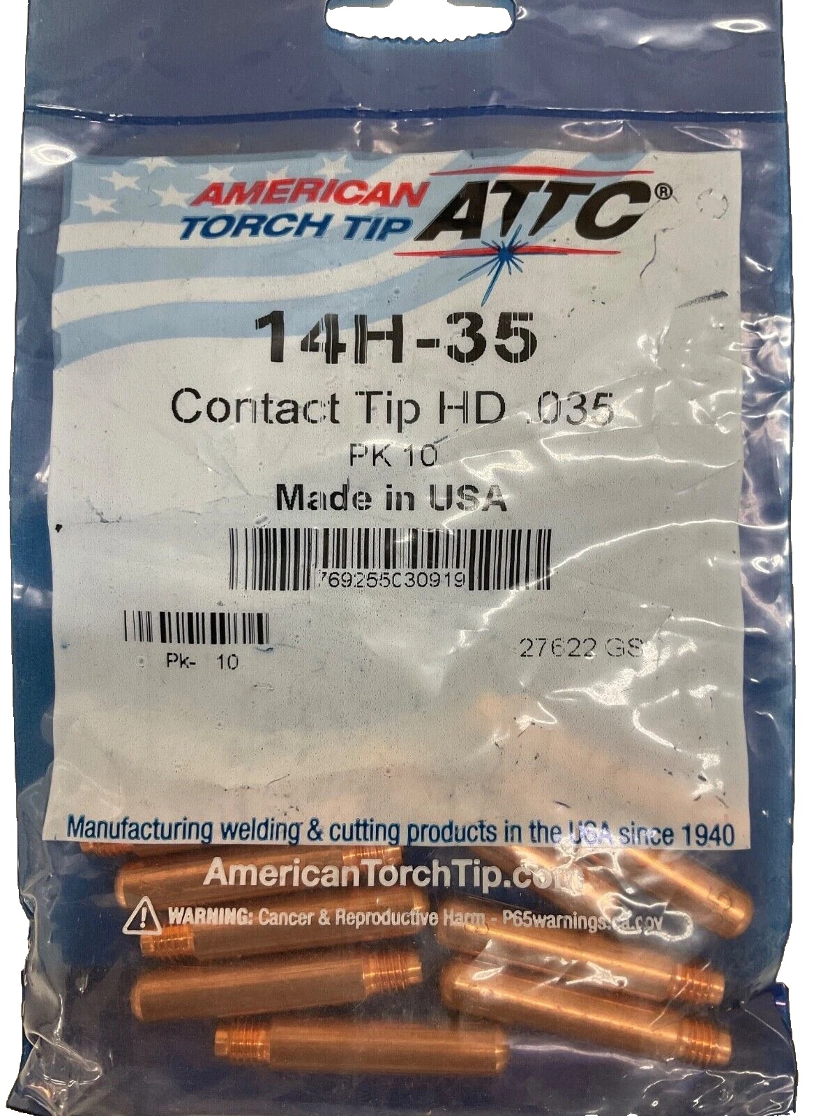 Picture of American Torch Tip .030 Welding Tip American Torch Tip Contact Tip, Wire Size .030", Pk10